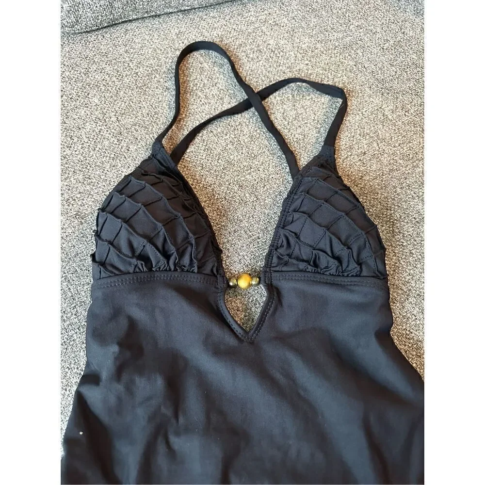 Black St. John Swim Halter Swimsuit 4